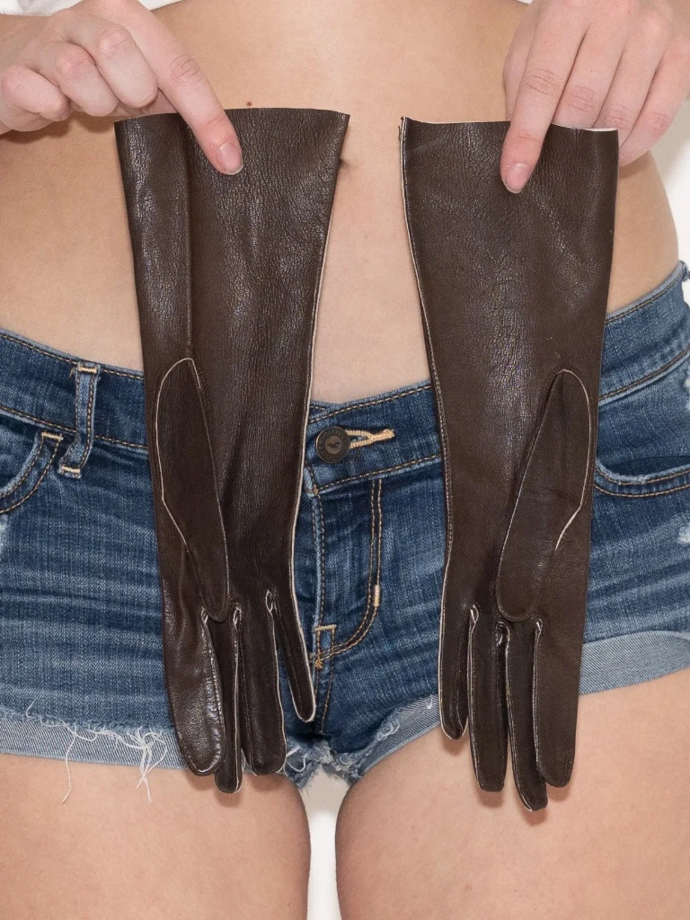 Vintage 1950s brown leather gloves size 6 3/4 glacekid leather